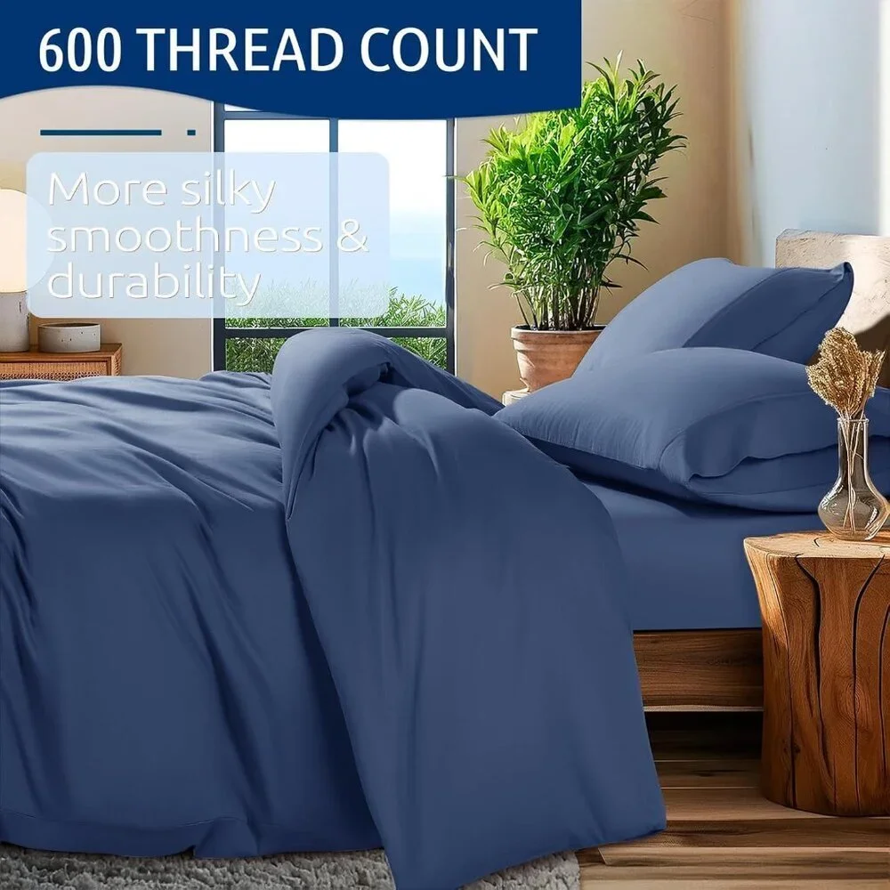 100% Cotton California King Size Duvet Covers - 600 Thread Count, Luxury Sateen